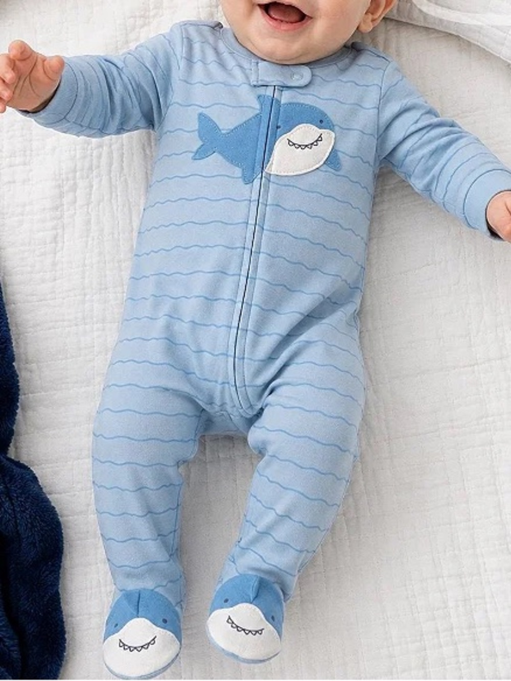 NWT Carter’s Just One You 9M Baby Boy Striped Shark Sleep N’ Play Footed Sleeper